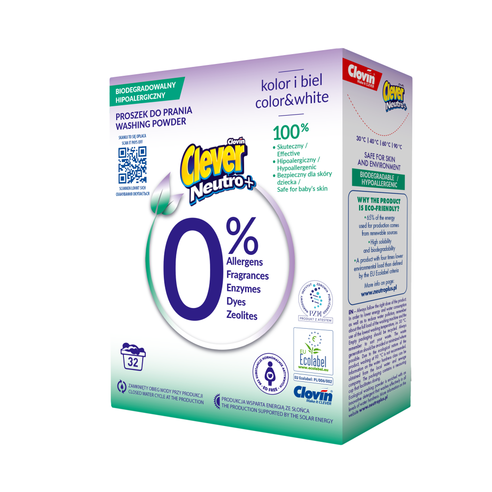Hipoalergiczny Proszek do prania Clever NeutroPlus Color&White