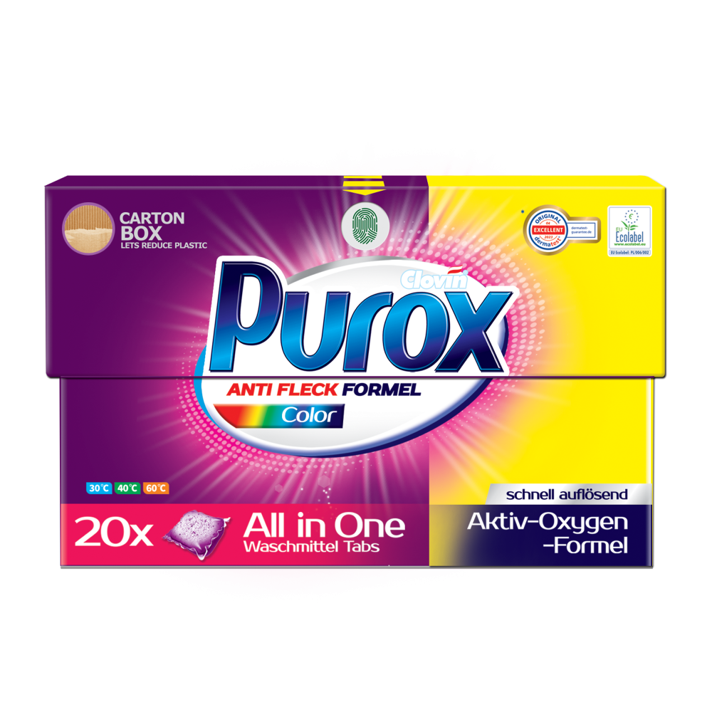 Kapsułki proszkowe do prania Purox Color 20 sztuk | Sklep CLOVIN