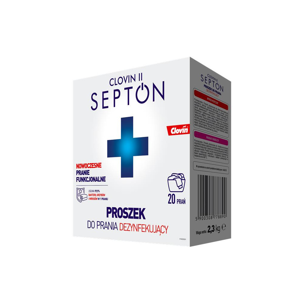 Clovin II Septon 2,3 kg Karton - dezynfekujący, bezfosforanowy proszek do prania