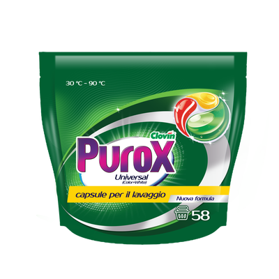 Kapsułki żelowe do prania PUROX TriCaps color 58szt przód