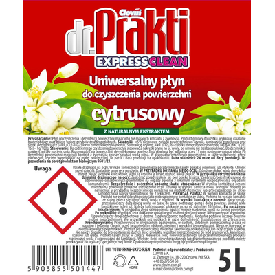 Uniwersalny płyn do czyszczenia i dezynfekcji powierzchni Dr.Prakti Cytrusowy 1,5L