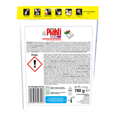 Kapsułki do zmywarek dr.Prakti Desinfection 65 szt x 12 gram All in one trzykomorowe