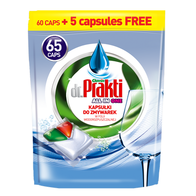 Kapsułki do zmywarek dr.Prakti Desinfection 65 szt x 12 gram All in one trzykomorowe