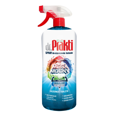 Płyn &quot;octowy&quot; do czyszczenia łazienki i kabin prysznicowych dr.Prakti Mega Mocny spray z atomizerem 900 ml (Power Foam)